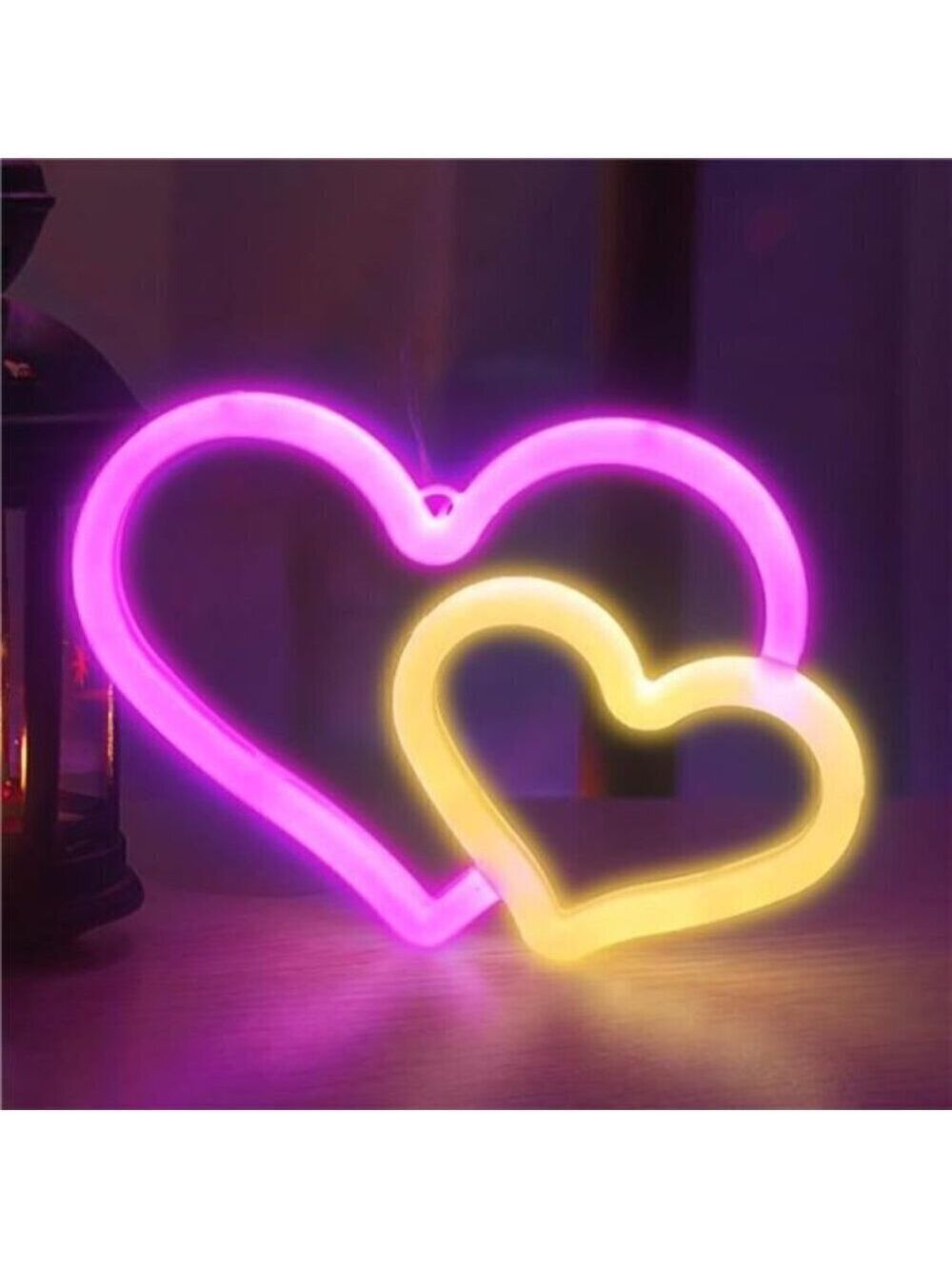 Heart Neon Signs Pink Decorations Lights LED Wall Décor Wedding, Party, Home NEW